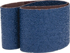 Made in USA - 3" Wide x 24" OAL, 24 Grit, Zirconia Alumina Abrasive Belt - Zirconia Alumina, Very Coarse, Coated, X Weighted Cloth Backing - Exact Tooling