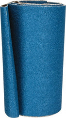 Made in USA - 6" Wide x 48" OAL, 50 Grit, Zirconia Alumina Abrasive Belt - Zirconia Alumina, Coarse, Coated, X Weighted Cloth Backing - Exact Tooling