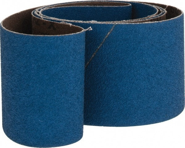 Made in USA - 2-1/2" Wide x 60" OAL, 60 Grit, Zirconia Alumina Abrasive Belt - Zirconia Alumina, Medium, Coated, X Weighted Cloth Backing - Exact Tooling