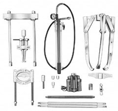 OTC - 18 Piece, 20" Spread, Hydraulic Puller Set - 3 Jaws, 41" OAL, 18-1/2" Reach - Exact Tooling