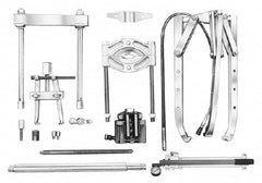 OTC - 17 Piece, 34" Spread, Hydraulic Puller Set - 3 Jaws, 19" OAL, 20-1/2" Reach - Exact Tooling