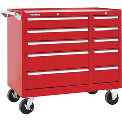 Kennedy - 10 Drawer 2,800 Lb Capacity Steel Tool Roller Cabinet - 39-3/8" Wide x 34" High x 18" Deep, Red - Exact Tooling