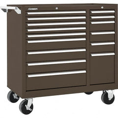 Kennedy - 15 Drawer 2,800 Lb Capacity Steel Tool Roller Cabinet - 39-3/8" Wide x 39" High x 18" Deep, Brown - Exact Tooling