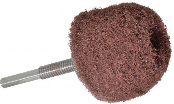 Superior Abrasives - 2" Diam x 2" Thick, Mounted Polishing Wheel - Medium Grade, 1/4" Shank Diam - Exact Tooling