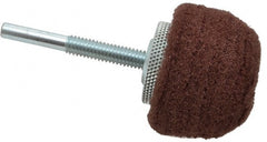 Superior Abrasives - 2" Diam x 2" Thick, Mounted Polishing Wheel - Fine Grade, 1/4" Shank Diam - Exact Tooling