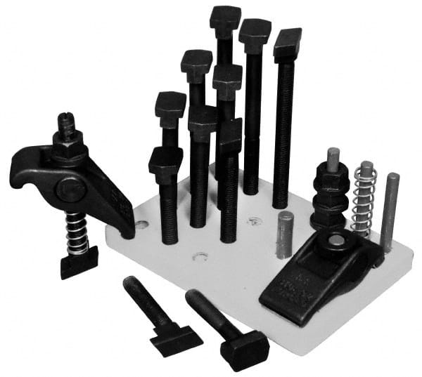 Value Collection - 5/8" Stud, 3" Max Clamping Height, Steel Strap Clamp Assembly - 2-1/4" Strap Thickness, 2-5/8" Strap Width - Exact Tooling
