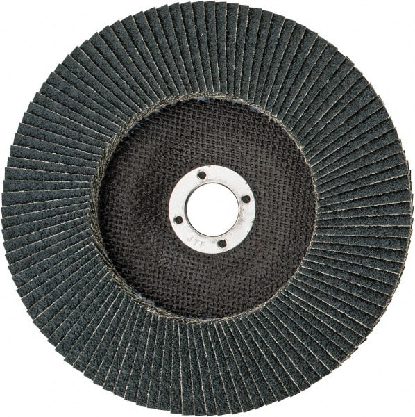 Weiler - 40 Grit, 7" Disc Diam, 7/8" Center Hole, Type 27 Zirconia Alumina Flap Disc - 8,600 Max RPM, Phenolic Backing, Arbor Attaching System, Coated - Exact Tooling