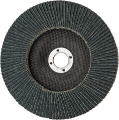 Weiler - 40 Grit, 7" Disc Diam, 7/8" Center Hole, Type 27 Zirconia Alumina Flap Disc - 8,600 Max RPM, Phenolic Backing, Arbor Attaching System, Coated - Exact Tooling