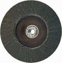 Weiler - 80 Grit, 7" Disc Diam, 5/8-11 Center Hole, Type 27 Zirconia Alumina Flap Disc - 8,600 Max RPM, Phenolic Backing, Arbor Attaching System, Coated - Exact Tooling
