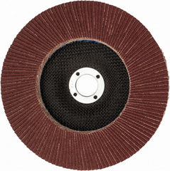 Weiler - 80 Grit, 7" Disc Diam, 7/8" Center Hole, Type 27 Aluminum Oxide Flap Disc - 8,600 Max RPM, Phenolic Backing, Arbor Attaching System, Coated - Exact Tooling