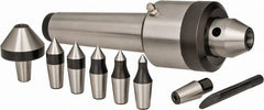 Interstate - 7 Point, 200 Lb Max Workpiece, 7-3/4" OAL, 1-29/32" Head Diam, Tool Steel, Live Center & Point Set - 4MT Taper, Interchangeable - Exact Tooling