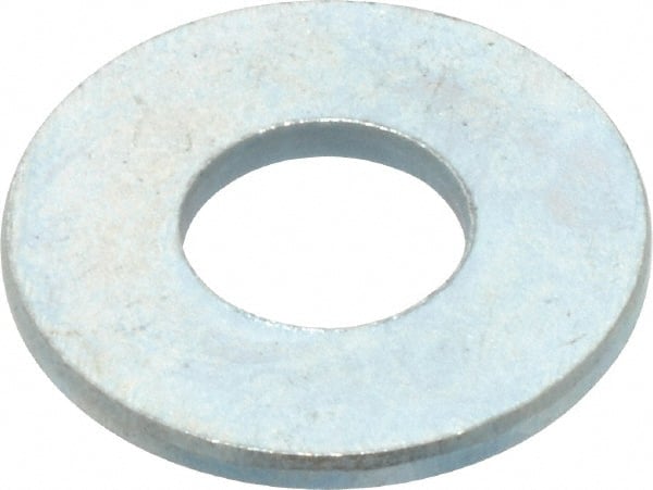 Value Collection - 1/4" Screw, Steel USS Flat Washer - 0.307" ID x 0.749" OD, 0.08" Thick, Zinc-Plated Finish - Exact Tooling