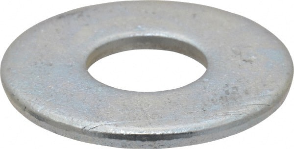 Value Collection - 1/2" Screw, Steel USS Flat Washer - 0.557" ID x 1-1/2" OD, 0.132" Thick, Zinc-Plated Finish - Exact Tooling