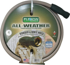Made in USA - 50' Long All Weather Hose - 5/8" Diam, 3/4" GHT, Rubber/Vinyl, 300 psi, All Season, Green - Exact Tooling