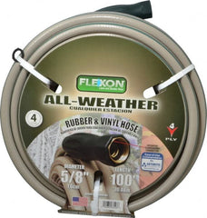 Made in USA - 100' Long All Weather Hose - 5/8" Diam, 3/4" GHT, Rubber/Vinyl, 300 psi, All Season, Green - Exact Tooling