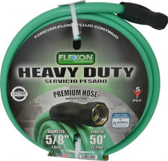 Made in USA - 50' Long Forever Hose - 5/8" Diam, 3/4" GHT, Rubber/Vinyl, 340 psi, All Season, Green - Exact Tooling