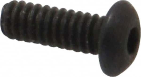 Value Collection - #2-56 UNC Hex Socket Drive, Button Screw - Alloy Steel, Black Oxide Finish, Fully Threaded, 1/4" Length Under Head - Exact Tooling