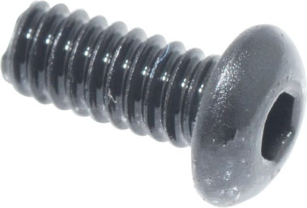 Value Collection - #3-48 UNC Hex Socket Drive, Button Screw - Alloy Steel, Black Oxide Finish, Fully Threaded, 1/4" Length Under Head - Exact Tooling