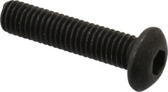 Value Collection - #10-32 UNF Hex Socket Drive, Button Screw - Alloy Steel, Black Oxide Finish, Fully Threaded, 7/8" Length Under Head - Exact Tooling