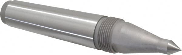 Royal Products - 1.231" Head Diam, Hardened Steel Long Point Solid Dead Center - 4MT Morse Taper, 1/2" Point Diam, 0.81" Point Length, 7-5/16" OAL - Exact Tooling