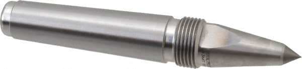 Royal Products - 0.938" Head Diam, Carbide-Tipped Steel Long Point Solid Dead Center - 3MT Morse Taper, 0.38" Point Diam, 5.94" OAL - Exact Tooling