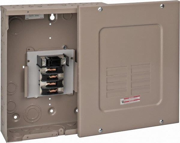 Eaton Cutler-Hammer - 8 Circuits, 120/240 VAC, 125 Amp Main, 6-1/0 AWG, Surface, Indoor Main Lug Load Center - 1 Phase, 1 NEMA Rating, 11 Inch Wide x 3.69 Inch Deep x 13 Inch High - Exact Tooling