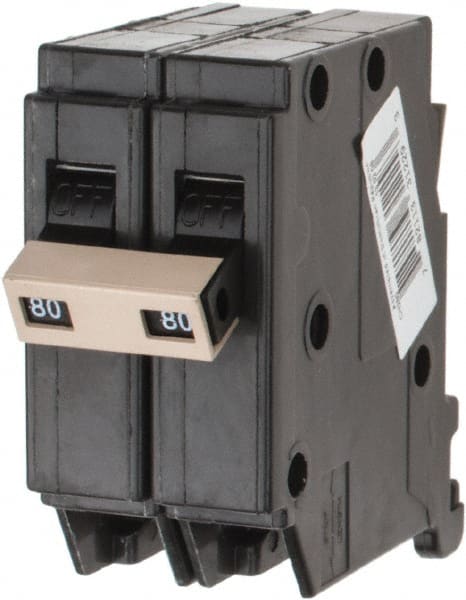 Eaton Cutler-Hammer - 80 Amp, 120/240 VAC, 2 Pole, Plug In Type CH Circuit Breaker - Thermal Magnetic Trip, 10 kA Breaking Capacity, 14-10 AWG - Exact Tooling