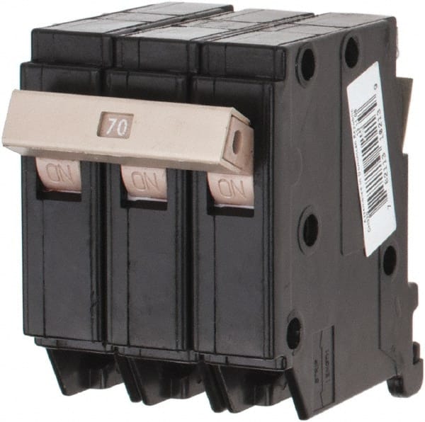 Eaton Cutler-Hammer - 70 Amp, 120/240 VAC, 3 Pole, Plug In Type CH Circuit Breaker - Thermal Magnetic Trip, 10 kA Breaking Capacity, 14-6 AWG - Exact Tooling