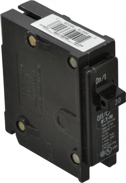Eaton Cutler-Hammer - 30 Amp, 120/240 VAC, 1 Pole, Plug In Type BR Circuit Breaker - Thermal Magnetic Trip, 10 kA Breaking Capacity, 14-4 AWG - Exact Tooling