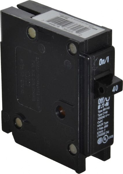 Eaton Cutler-Hammer - 40 Amp, 120/240 VAC, 1 Pole, Plug In Type BR Circuit Breaker - Thermal Magnetic Trip, 10 kA Breaking Capacity, 14-4 AWG - Exact Tooling