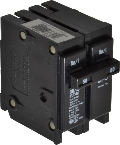 Eaton Cutler-Hammer - 50 Amp, 120/240 VAC, 2 Pole, Plug In Type BR Circuit Breaker - Thermal Magnetic Trip, 10 kA Breaking Capacity, 14-4 AWG - Exact Tooling