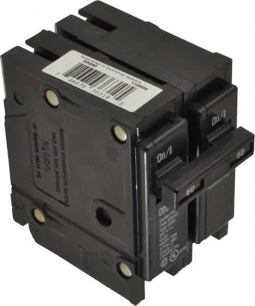 Eaton Cutler-Hammer - 60 Amp, 120/240 VAC, 2 Pole, Plug In Type BR Circuit Breaker - Thermal Magnetic Trip, 10 kA Breaking Capacity, 8-1/0 AWG - Exact Tooling