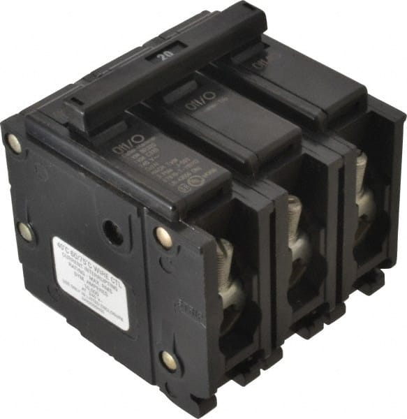 Eaton Cutler-Hammer - 20 Amp, 240 VAC, 3 Pole, Plug In Type BR Circuit Breaker - Magnetic Trip, 10 kA Breaking Capacity, 14-4 AWG - Exact Tooling