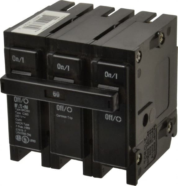 Eaton Cutler-Hammer - 60 Amp, 240 VAC, 3 Pole, Plug In Type BR Circuit Breaker - Magnetic Trip, 10 kA Breaking Capacity, 4-1/0 AWG - Exact Tooling