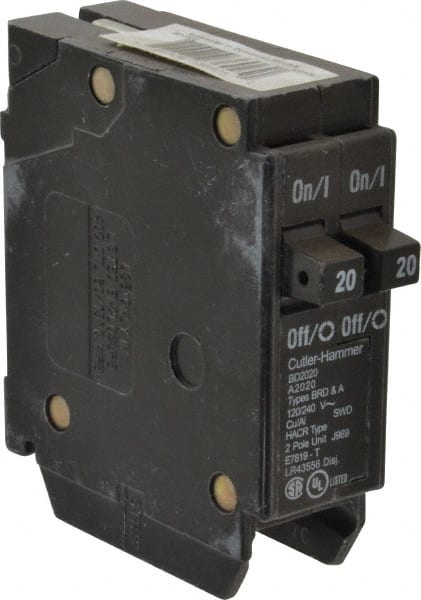 Eaton Cutler-Hammer - 20/20 Amp, 120 VAC, 2 Pole, Plug In Type BD Duplex Circuit Breaker - Thermal Magnetic Trip, 14-4 AWG - Exact Tooling