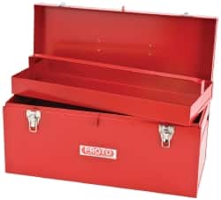 Proto - 1 Compartment 1 Tray Tool Box - 20" Wide x 8-1/2" Deep x 9-1/2" High, Steel, Red - Exact Tooling