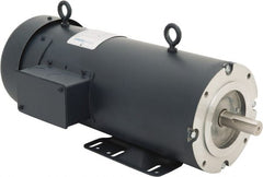 Leeson - 2 Max hp, 1,750 Max RPM, DC Electric AC DC Motor - 230 V Input, 145TC Frame, C-Face with Base Mount, TEFC Enclosure - Exact Tooling