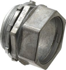 Thomas & Betts - 2" Trade, Die Cast Zinc Compression Straight EMT Conduit Connector - Noninsulated - Exact Tooling