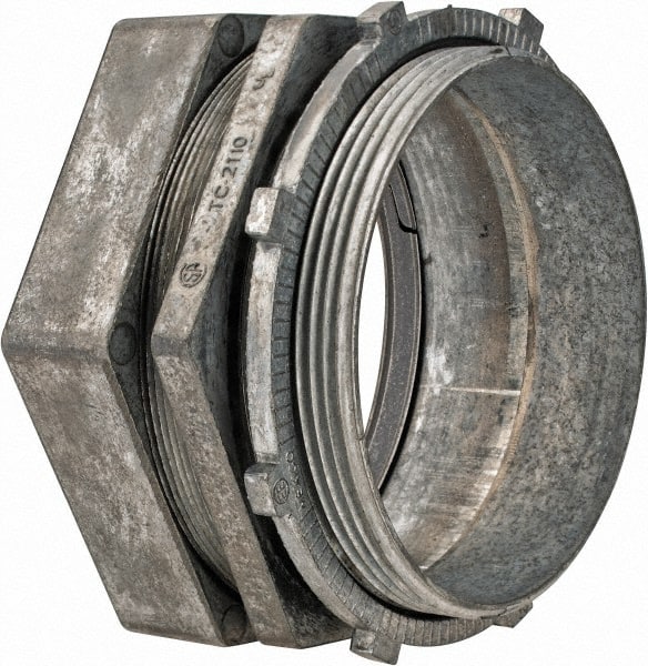 Thomas & Betts - 4" Trade, Die Cast Zinc Compression Straight EMT Conduit Connector - Noninsulated - Exact Tooling