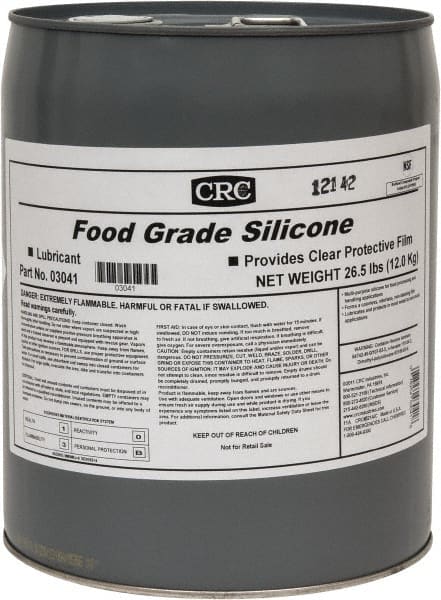 CRC - 5 Gal Pail Nondrying Film/Silicone Penetrant/Lubricant - Clear & White, -40°F to 400°F, Food Grade - Exact Tooling