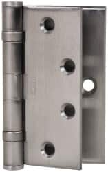 Stanley - 4-1/2" Long Steel Commercial Hinge - Satin Chrome Finish, 5 Knuckles, 8 Holes - Exact Tooling