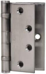 Stanley - 4-1/2" Long Steel Commercial Hinge - Satin Chrome Finish, 5 Knuckles, 8 Holes - Exact Tooling