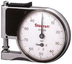 Starrett - 0 to 3/8 Inch Measurement, 0.001 Inch Graduation, 1/2 Inch Throat Depth, Dial Thickness Gage - 1-5/8 Inch Dial Diameter - Exact Tooling