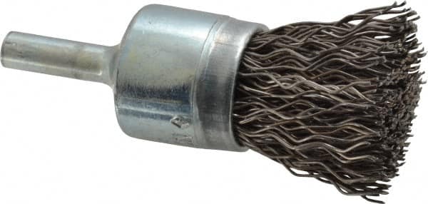 Osborn - 3/4" Brush Diam, Crimped, End Brush - 1/4" Diam Shank, 20,000 Max RPM - Exact Tooling
