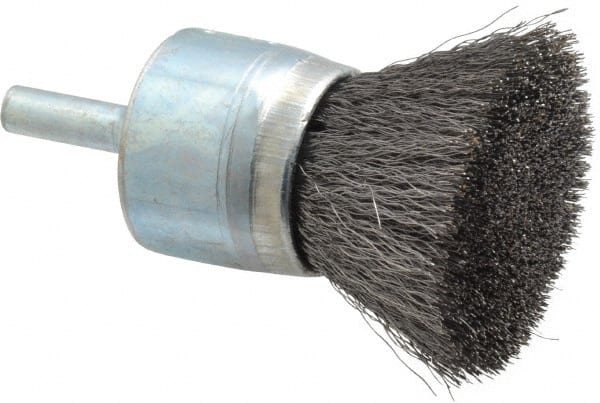 Osborn - 1" Brush Diam, Crimped, End Brush - 1/4" Diam Shank, 20,000 Max RPM - Exact Tooling