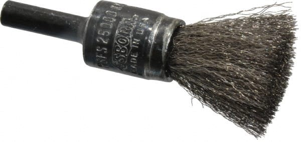 Osborn - 1/2" Brush Diam, Crimped, End Brush - 1/4" Diam Shank, 25,000 Max RPM - Exact Tooling
