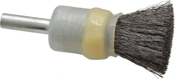 Osborn - 1/2" Brush Diam, Crimped, End Brush - 1/4" Diam Shank, 25,000 Max RPM - Exact Tooling
