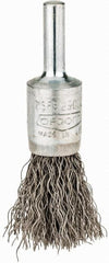 Osborn - 1/2" Brush Diam, Crimped, End Brush - 1/4" Diam Shank, 25,000 Max RPM - Exact Tooling