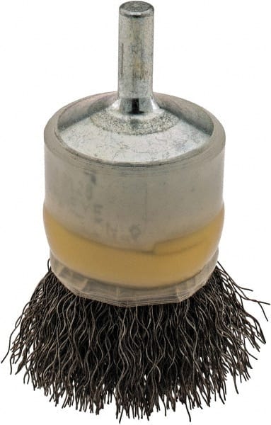 Osborn - 1" Brush Diam, Crimped, End Brush - 1/4" Diam Shank, 20,000 Max RPM - Exact Tooling