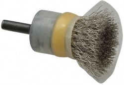Osborn - 3/4" Brush Diam, Crimped, End Brush - 1/4" Diam Shank, 20,000 Max RPM - Exact Tooling